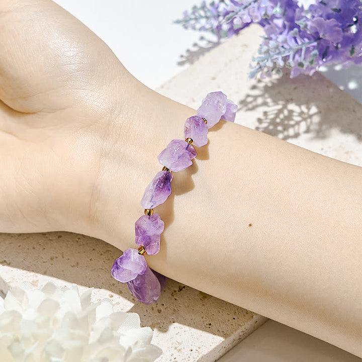 Bracelet en perles d'améthyste irrégulières naturelles Olivenorma