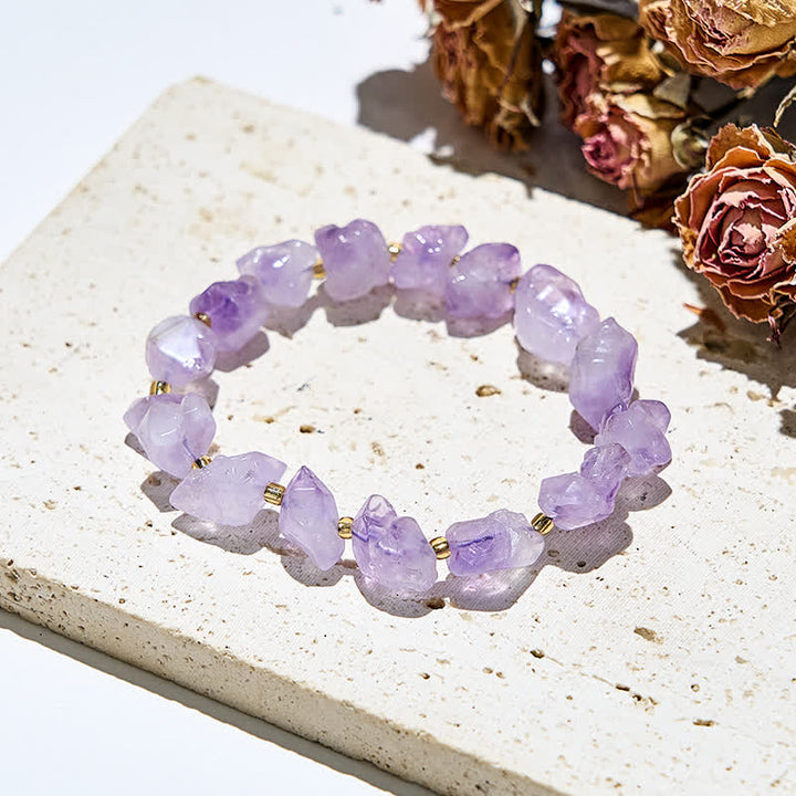 Bracelet en perles d'améthyste irrégulières naturelles Olivenorma