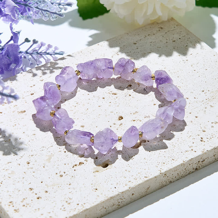 Bracelet en perles d'améthyste irrégulières naturelles Olivenorma