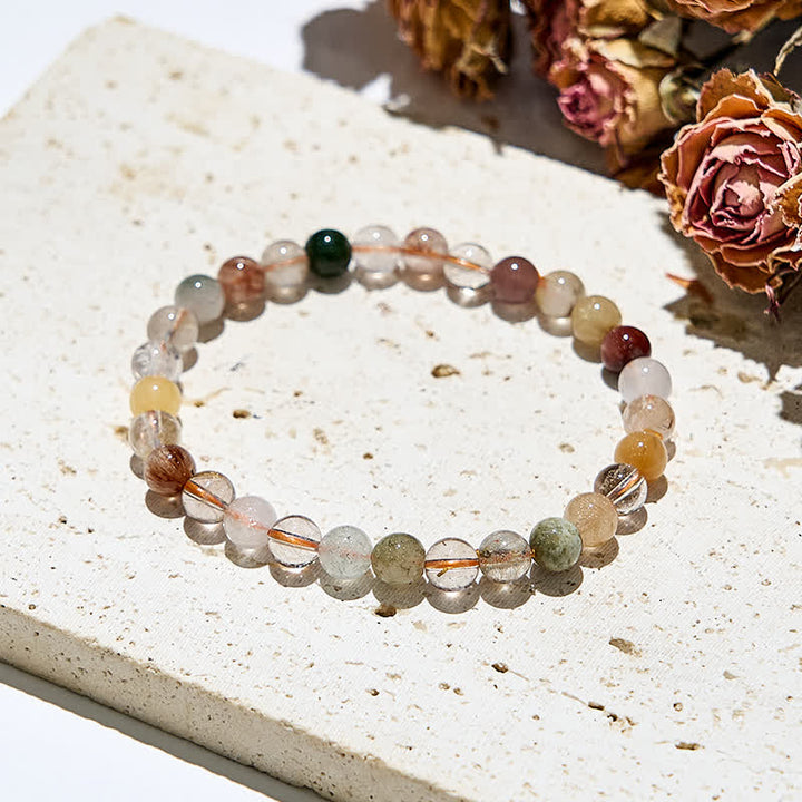 Bracelet en perles de quartz rutile de couleur naturelle Olivenorma