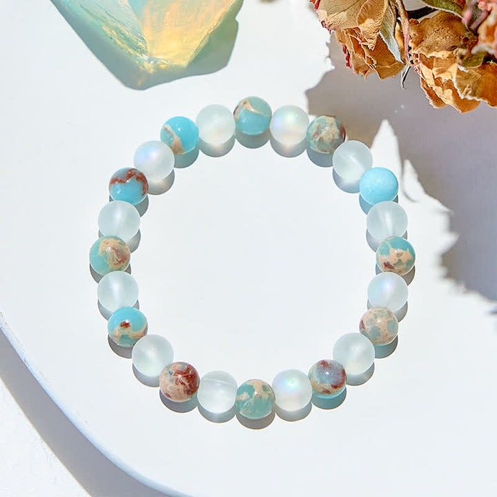 Bracelet en perles de pierre de lune en pierre naturelle empereur Olivenorma