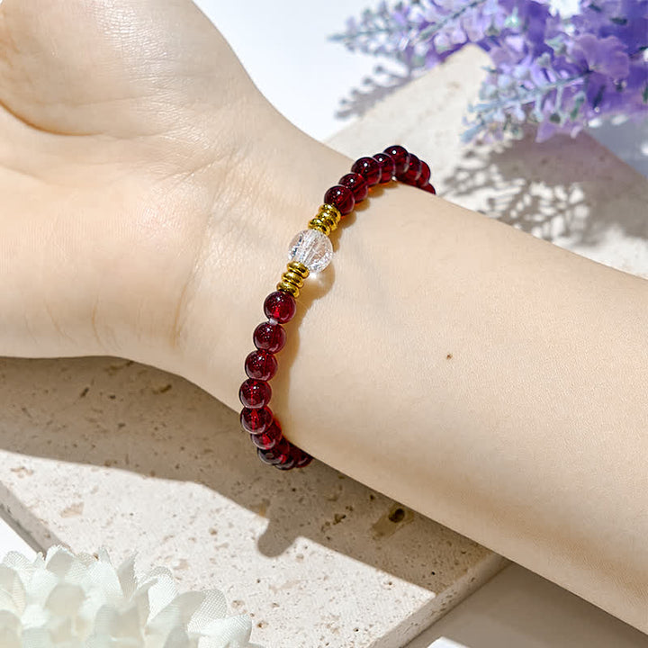 Bracelet en perles de cristal transparent en grenat naturel Olivenorma