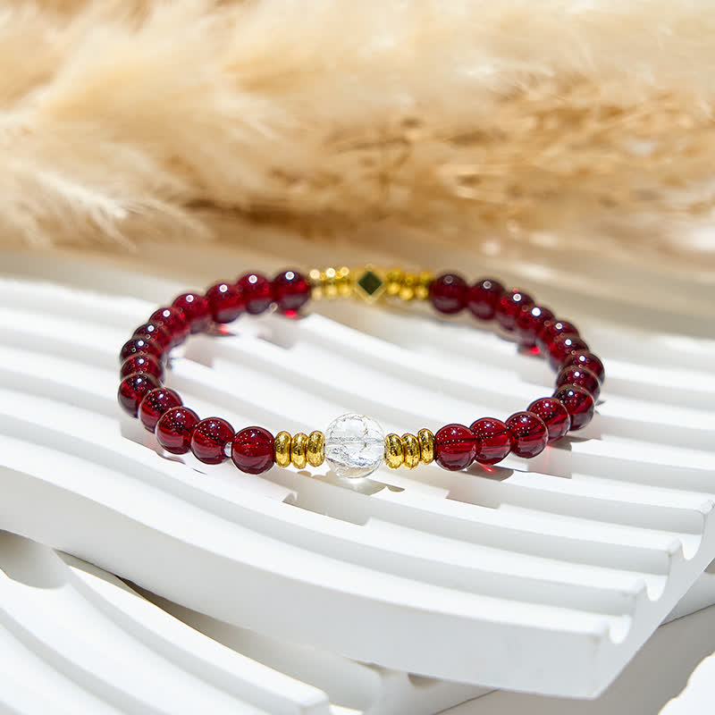 Bracelet en perles de cristal transparent en grenat naturel Olivenorma