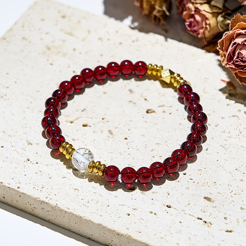 Bracelet en perles de cristal transparent en grenat naturel Olivenorma