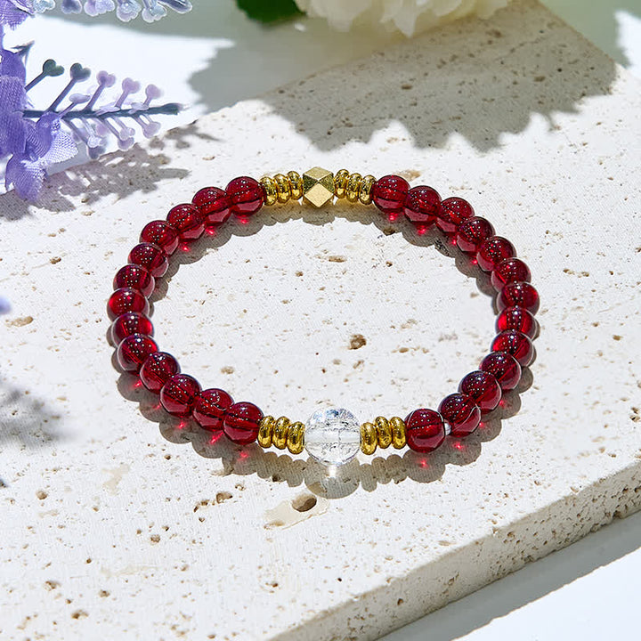 Bracelet en perles de cristal transparent en grenat naturel Olivenorma