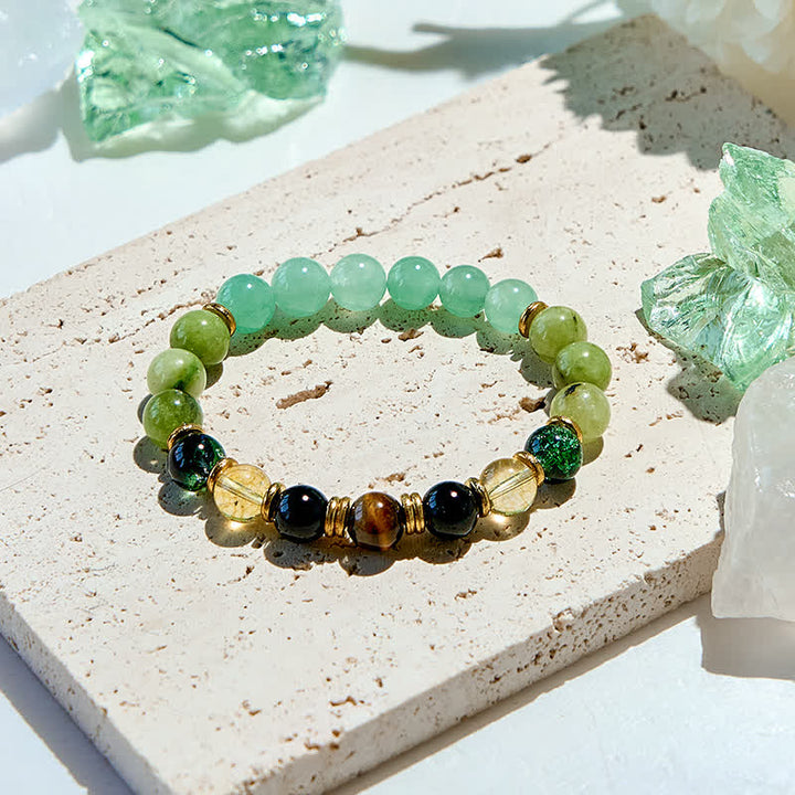 Bracelet en perles de préhnite aventurine verte naturelle Olivenorma
