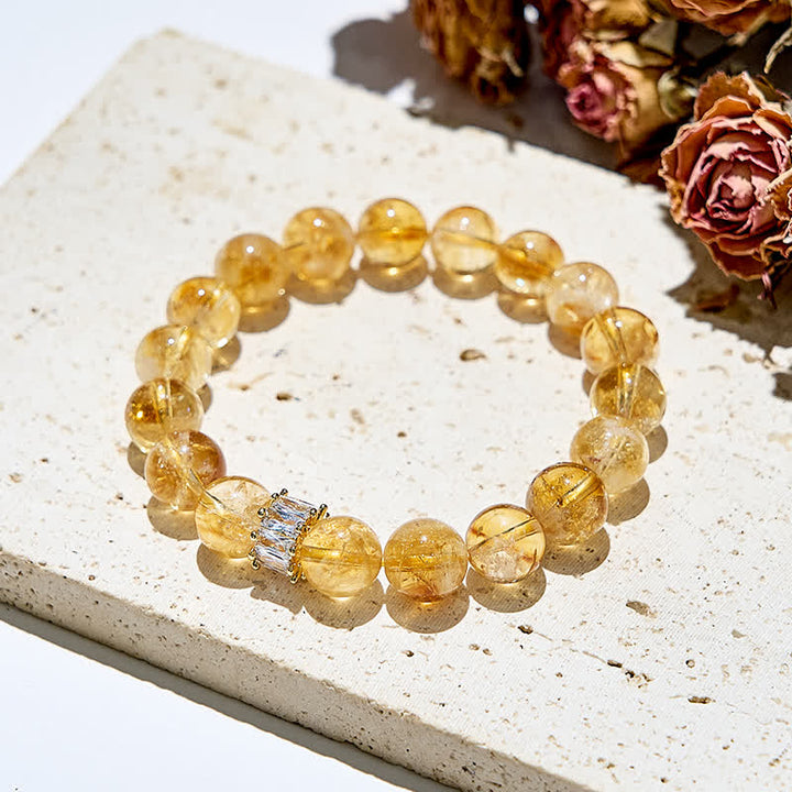 Bracelet Olivenorma en perles de zircon blanc et citrine naturelle