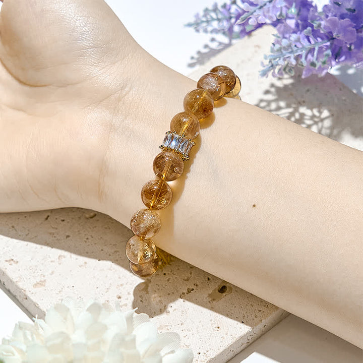 Bracelet Olivenorma en perles de zircon blanc et citrine naturelle