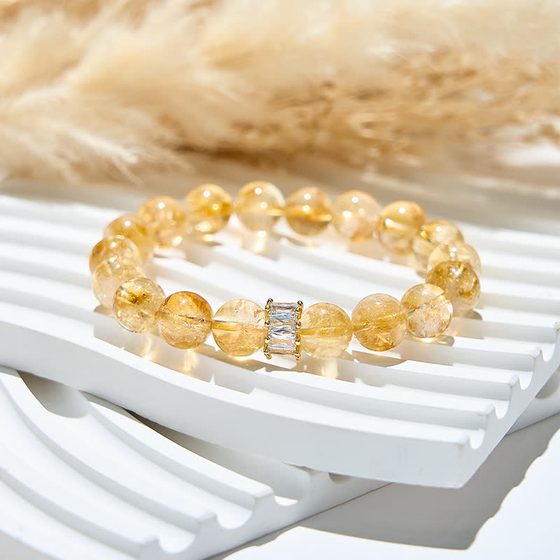 Bracelet Olivenorma en perles de zircon blanc et citrine naturelle