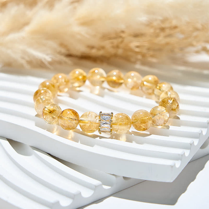 Bracelet Olivenorma en perles de zircon blanc et citrine naturelle