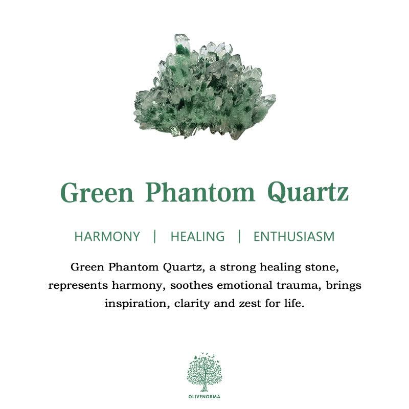 Bracelet pendentif en perles de quartz fantôme vert Olivenorma en forme de fleur de cerisier