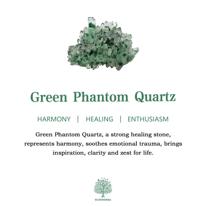 Bracelet pendentif en perles de quartz fantôme vert Olivenorma en forme de fleur de cerisier