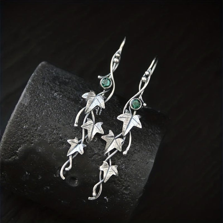 Boucles d'oreilles en forme de vigne incrustées de pierres précieuses authentiques Olivenorma