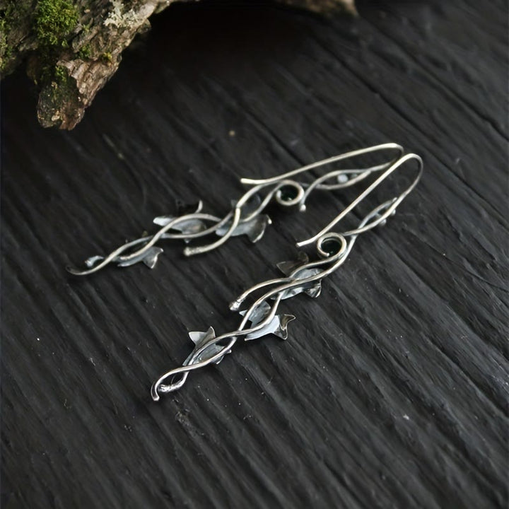 Boucles d'oreilles en forme de vigne incrustées de pierres précieuses authentiques Olivenorma