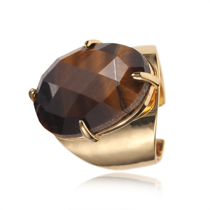 Bague ajustable en pierre de guérison naturelle à facettes Olivenorma