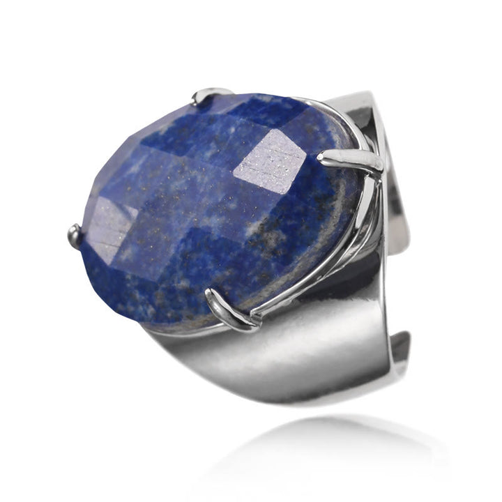 Bague ajustable en pierre de guérison naturelle à facettes Olivenorma