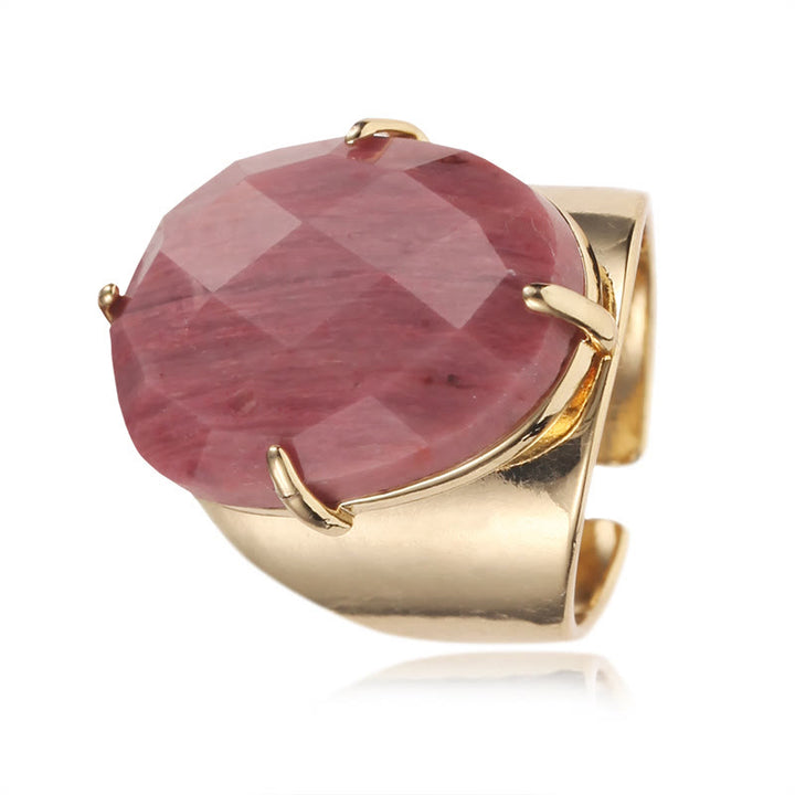 Bague ajustable en pierre de guérison naturelle à facettes Olivenorma