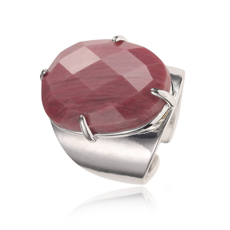 Bague ajustable en pierre de guérison naturelle à facettes Olivenorma
