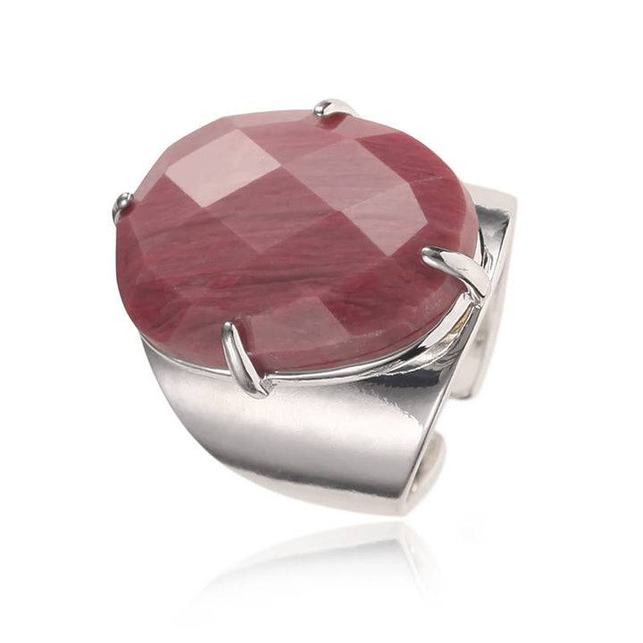 Bague ajustable en pierre de guérison naturelle à facettes Olivenorma