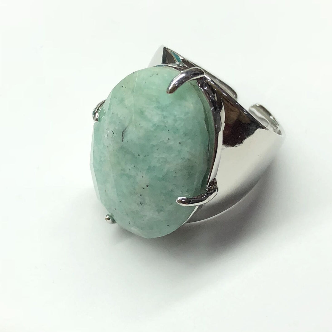 Bague ajustable en pierre de guérison naturelle à facettes Olivenorma