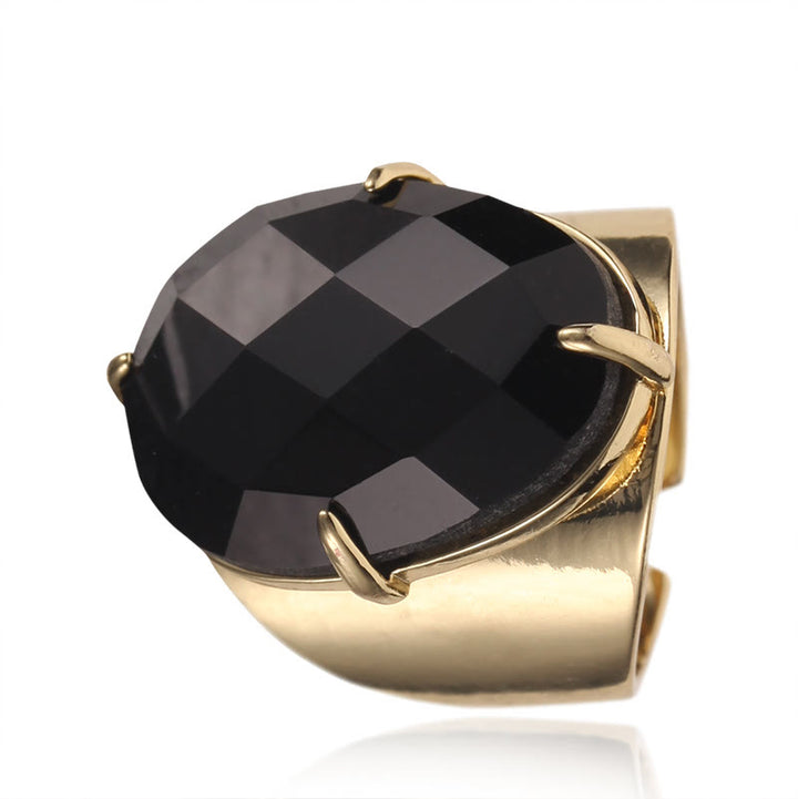 Bague ajustable en pierre de guérison naturelle à facettes Olivenorma