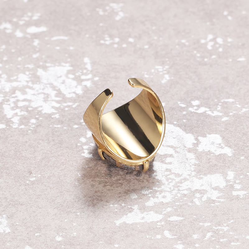Bague ajustable en pierre de guérison naturelle à facettes Olivenorma