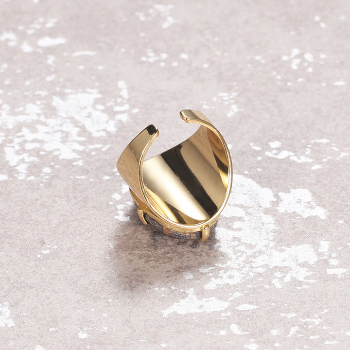 Bague ajustable en pierre de guérison naturelle à facettes Olivenorma