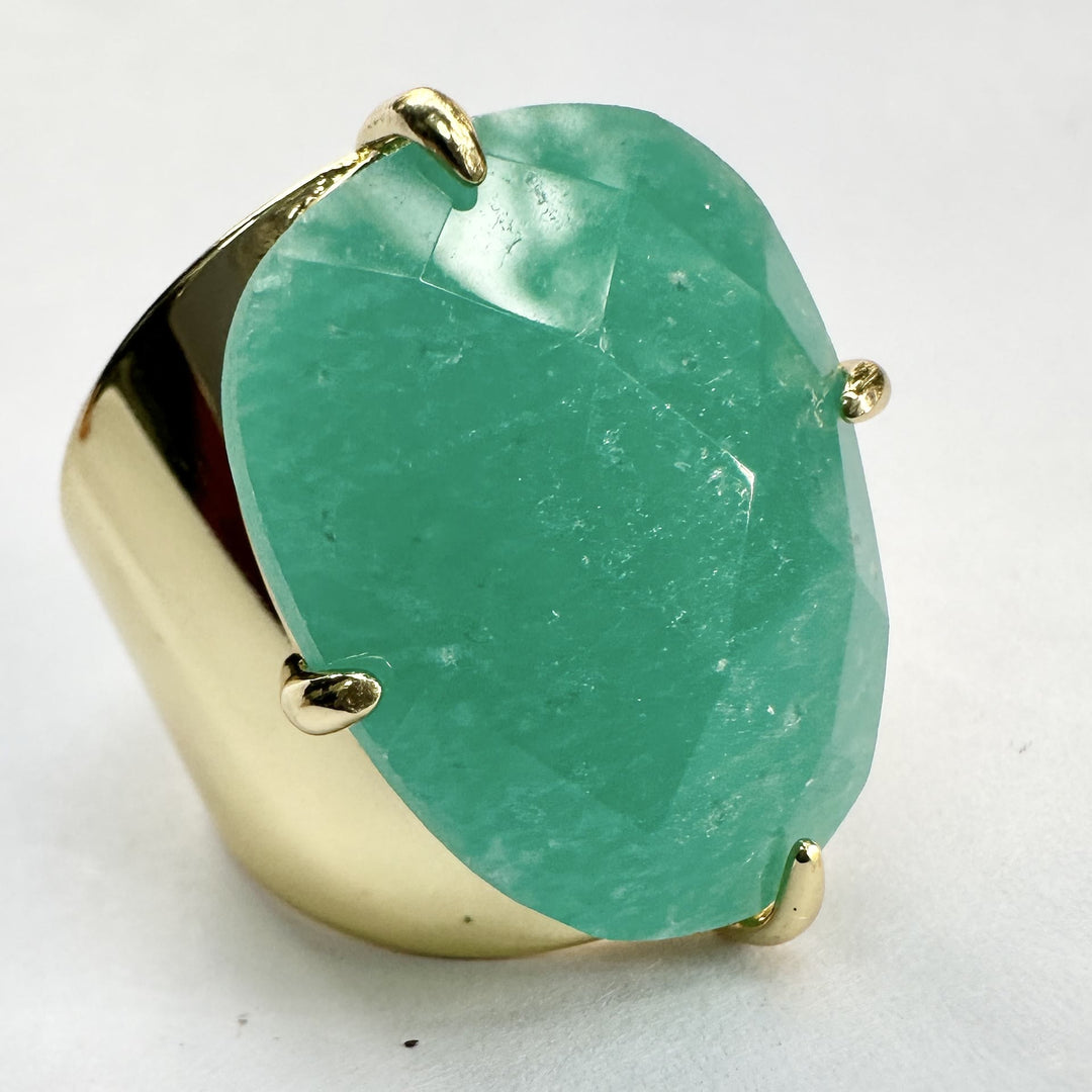 Bague ajustable en pierre de guérison naturelle à facettes Olivenorma