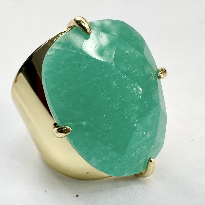 Bague ajustable en pierre de guérison naturelle à facettes Olivenorma