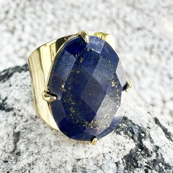 Bague ajustable en pierre de guérison naturelle à facettes Olivenorma