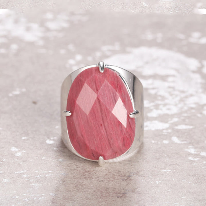 Bague ajustable en pierre de guérison naturelle à facettes Olivenorma