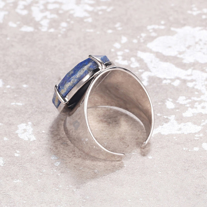 Bague ajustable en pierre de guérison naturelle à facettes Olivenorma