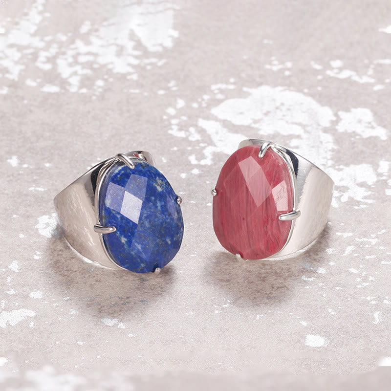 Bague ajustable en pierre de guérison naturelle à facettes Olivenorma