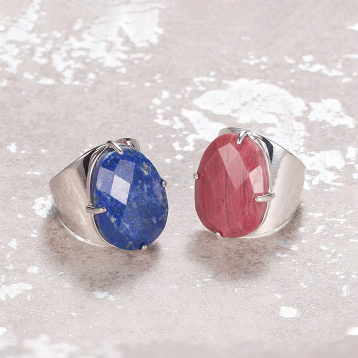 Bague ajustable en pierre de guérison naturelle à facettes Olivenorma