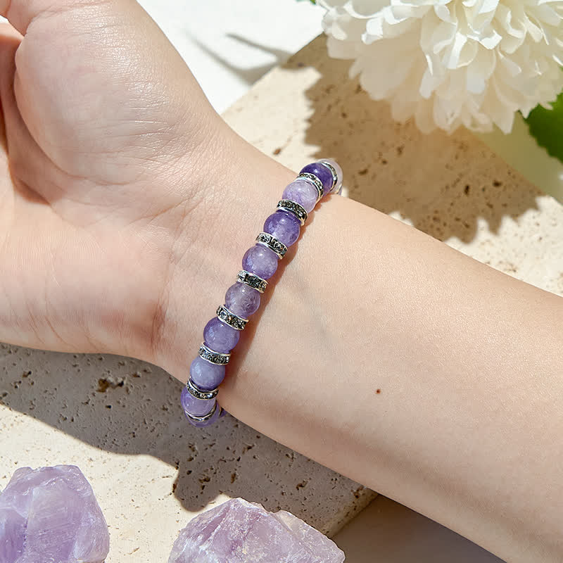 Bracelet en perles de lépidolite naturelle Olivenorma