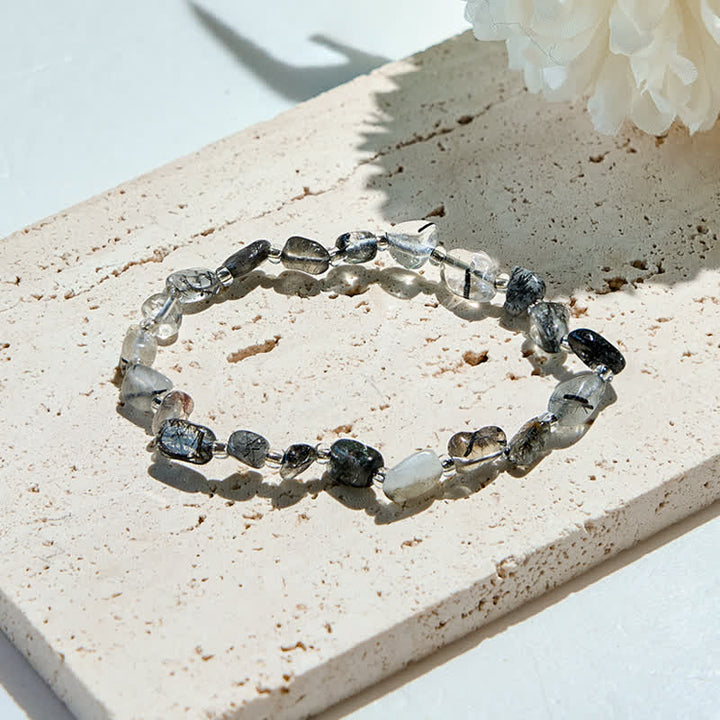 Bracelet en perles de quartz noir naturel rutile Olivenorma