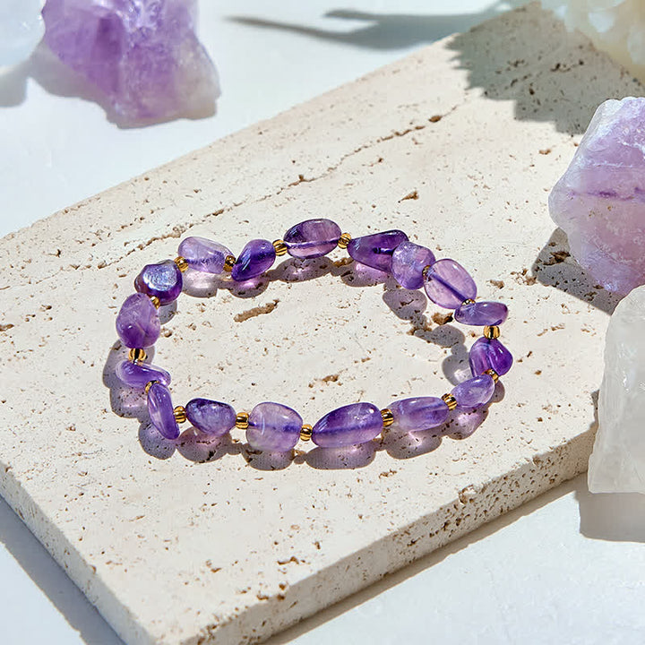 Bracelet en perles d'améthyste naturelle Olivenorma