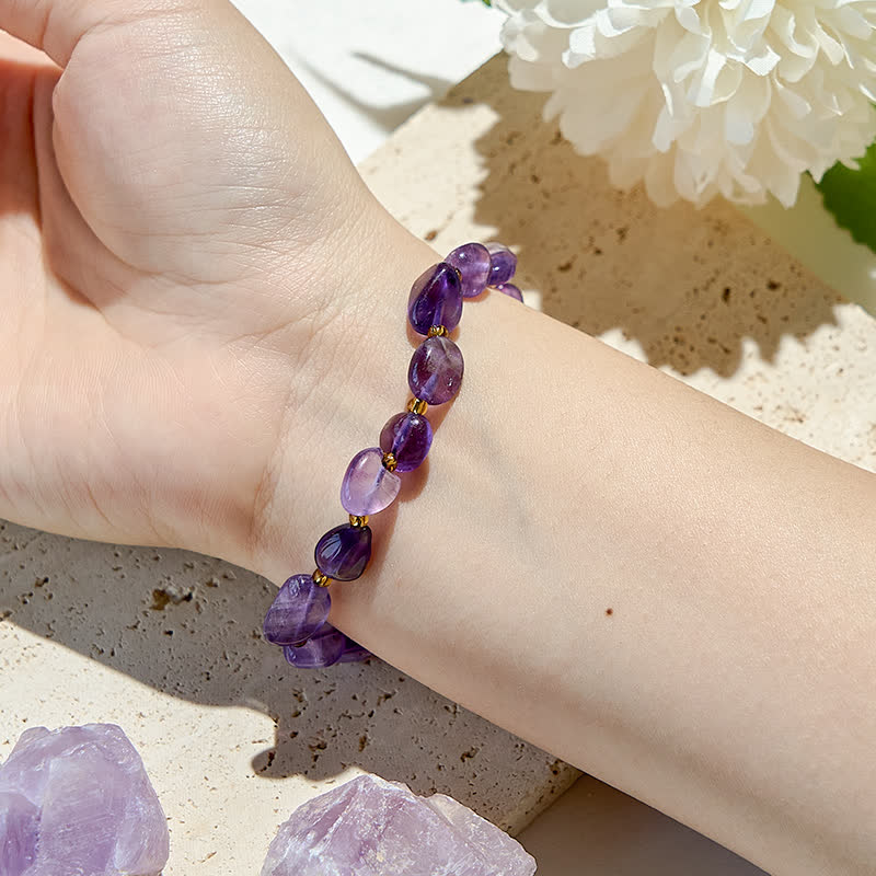 Bracelet en perles d'améthyste naturelle Olivenorma