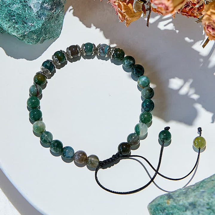 Bracelet en perles d'agate mousse naturelle Olivenorma