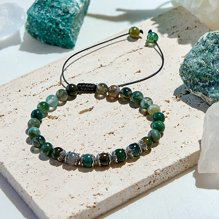 Bracelet en perles d'agate mousse naturelle Olivenorma