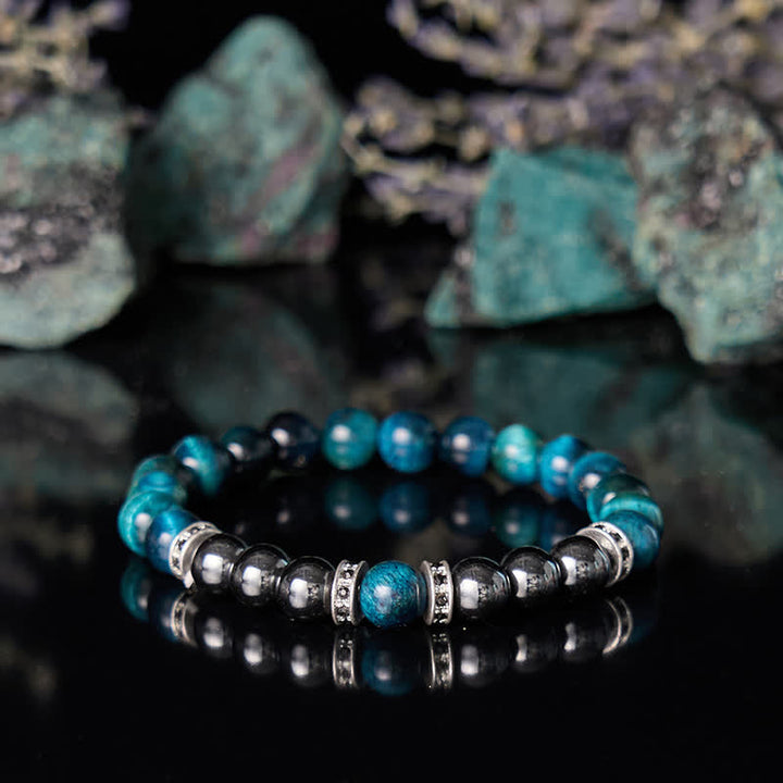 Bracelet en perles d'œil de tigre vert lac naturel Olivenorma