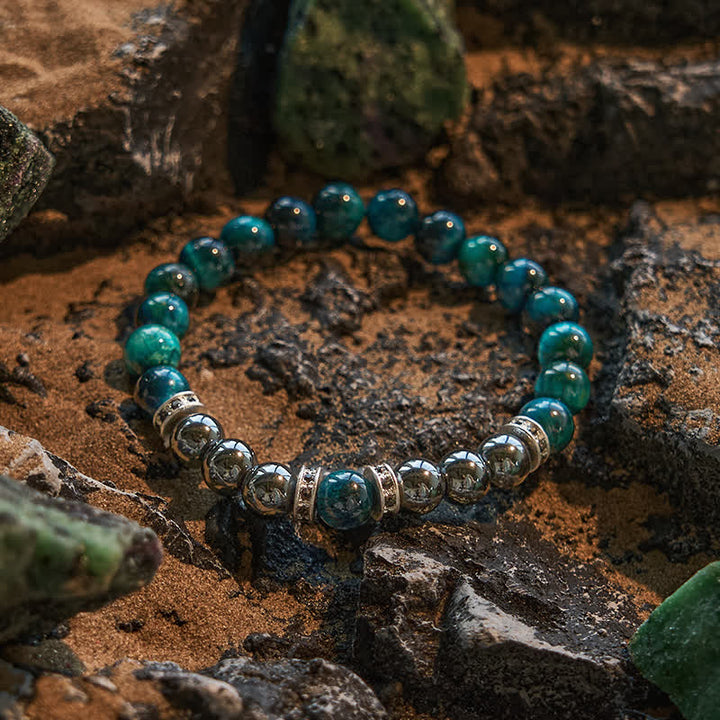 Bracelet en perles d'œil de tigre vert lac naturel Olivenorma