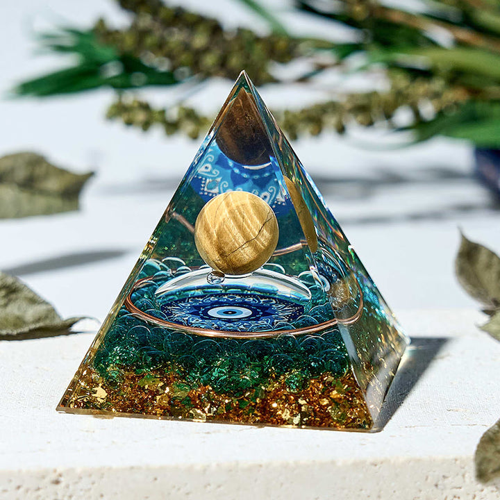 Symbole du mauvais œil Olivenorma Protection des pierres précieuses Pyramide orgone