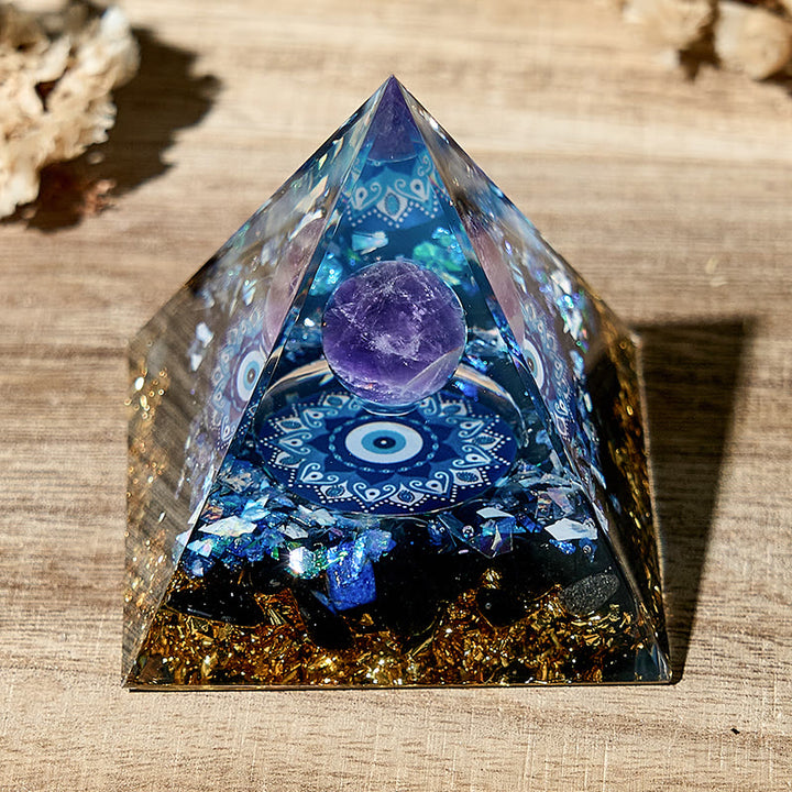 Pyramide d'orgone de guérison en pierre naturelle symbole du mauvais œil Olivenorma