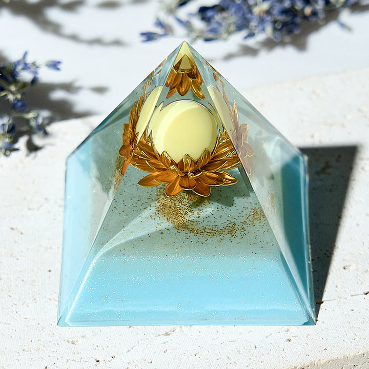 Tour d'énergie de lotus en jade jaune Olivenorma Pyramide orgone