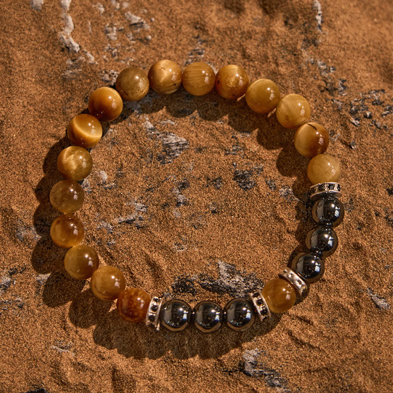 Bracelet homme en perles d'hématite naturelle œil de tigre Olivenorma