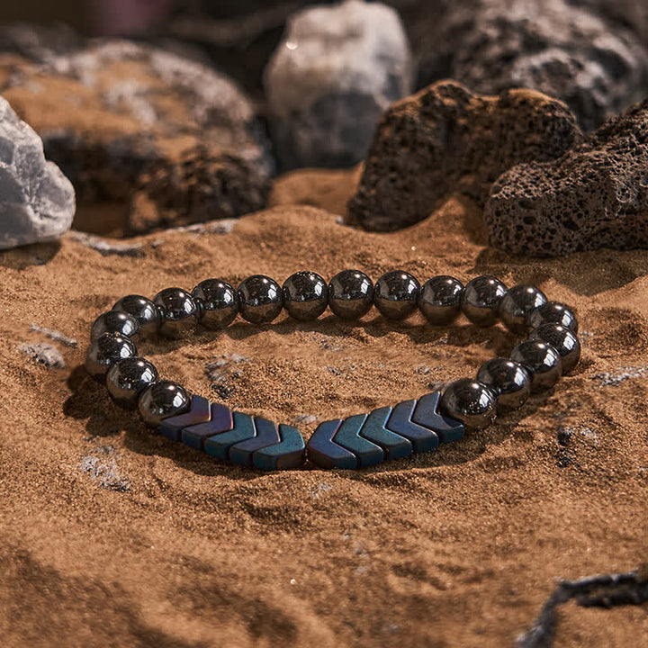 Bracelet de perles en forme de flèche plaquées hématite naturelle Olivenorma