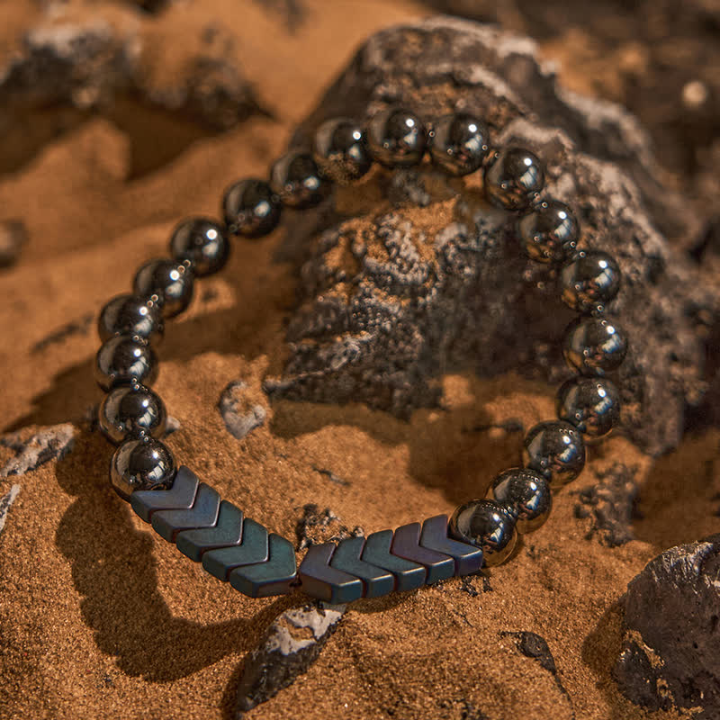 Bracelet de perles en forme de flèche plaquées hématite naturelle Olivenorma