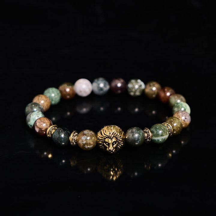 Bracelet en perles d'agate mousse turquoise africaine naturelle Olivenorma