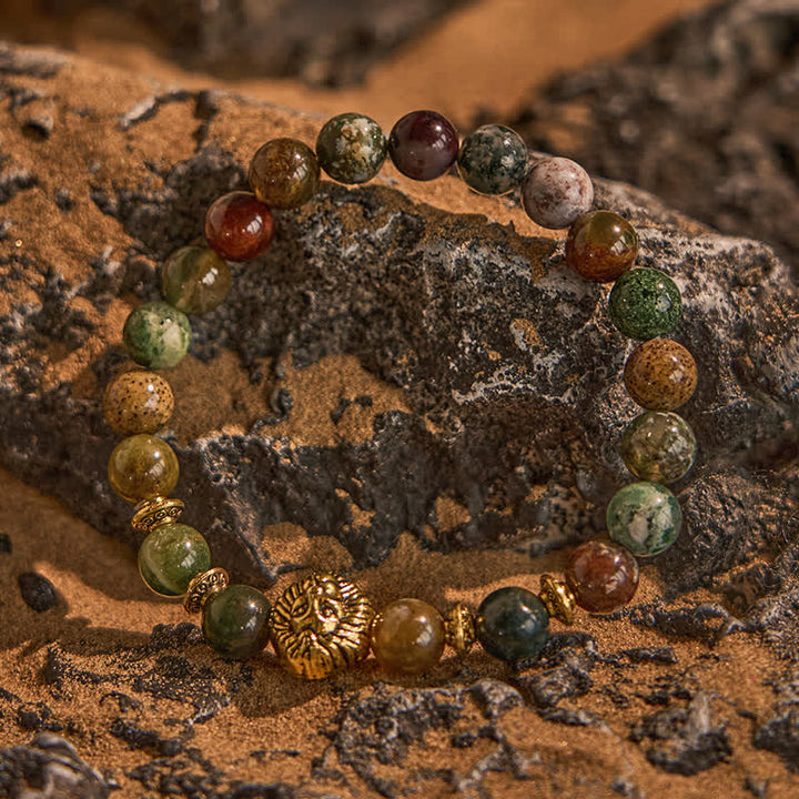Bracelet en perles d'agate mousse turquoise africaine naturelle Olivenorma